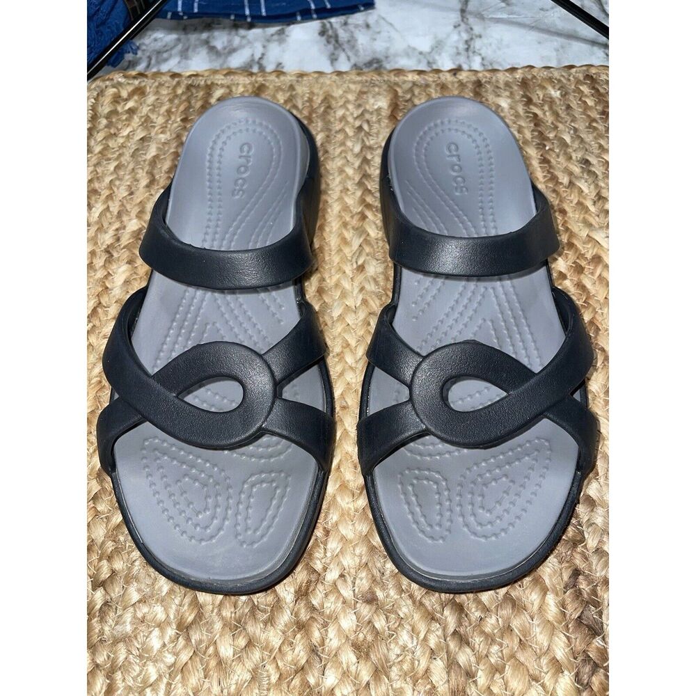Crocs Meleen Twist Sandals (Black & Gray, Size 6)